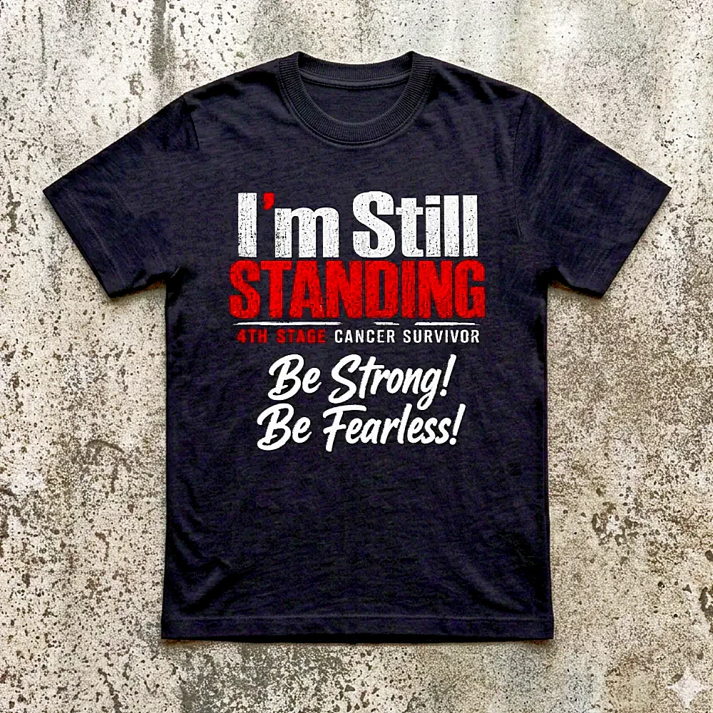 Cancer survivor motivational t-shirt flat lay
