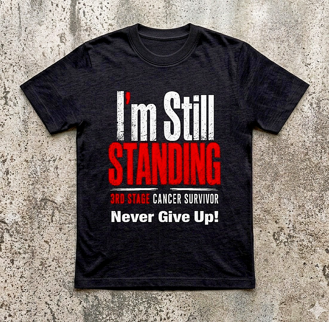 Cancer survivor motivational t-shirt flat lay